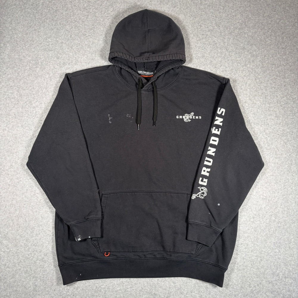 Grundens Hoodie Men 2XL Black Mermaid Anchor Graphic Pullover Sweatshirt Fishing